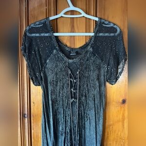 Bohemian Black Dress with Lace Details